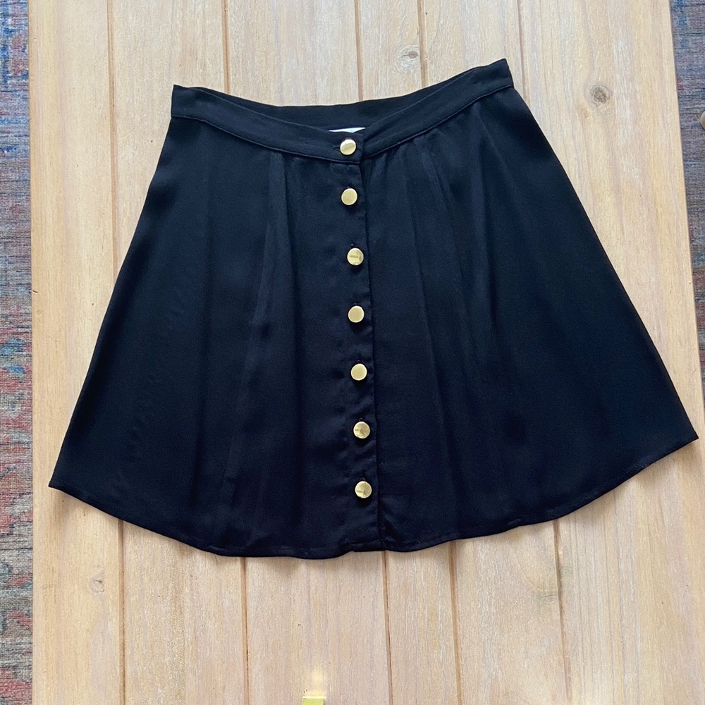 Reformation Black Mini Skirt with Gold Buttons | NWOT